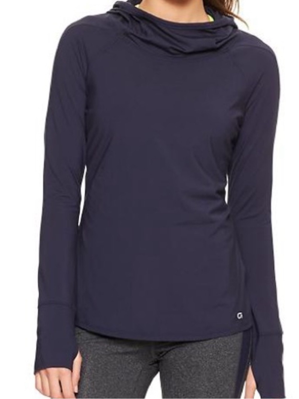 Gap Fit Sleeve Hooded Active Top in Deep Navy